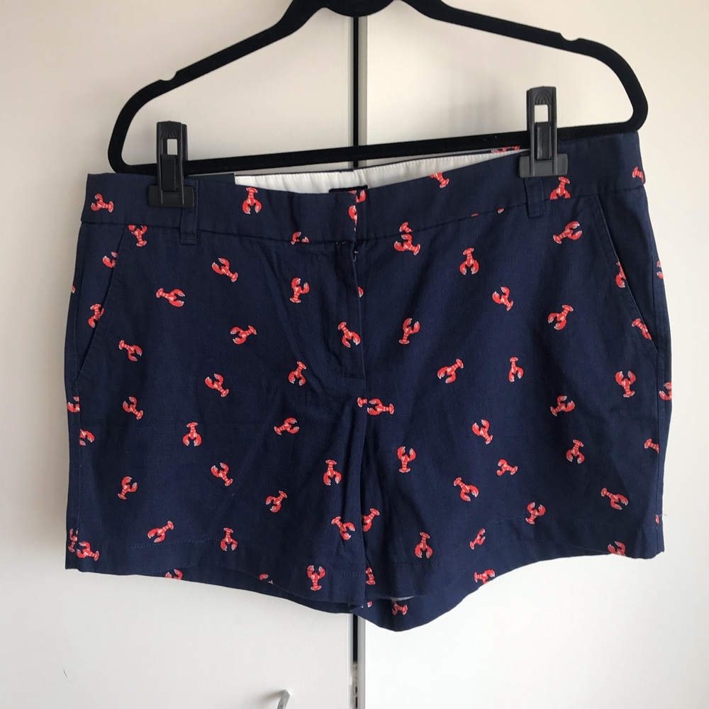 J Crew Factory navy cotton shorts with printed lobsters